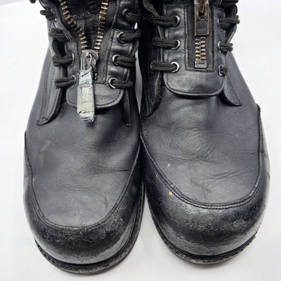 Tactical Work Boots Mens Size 14 Black Leather Vibram Soles Zipper Work Casual - Picture 10 of 13
